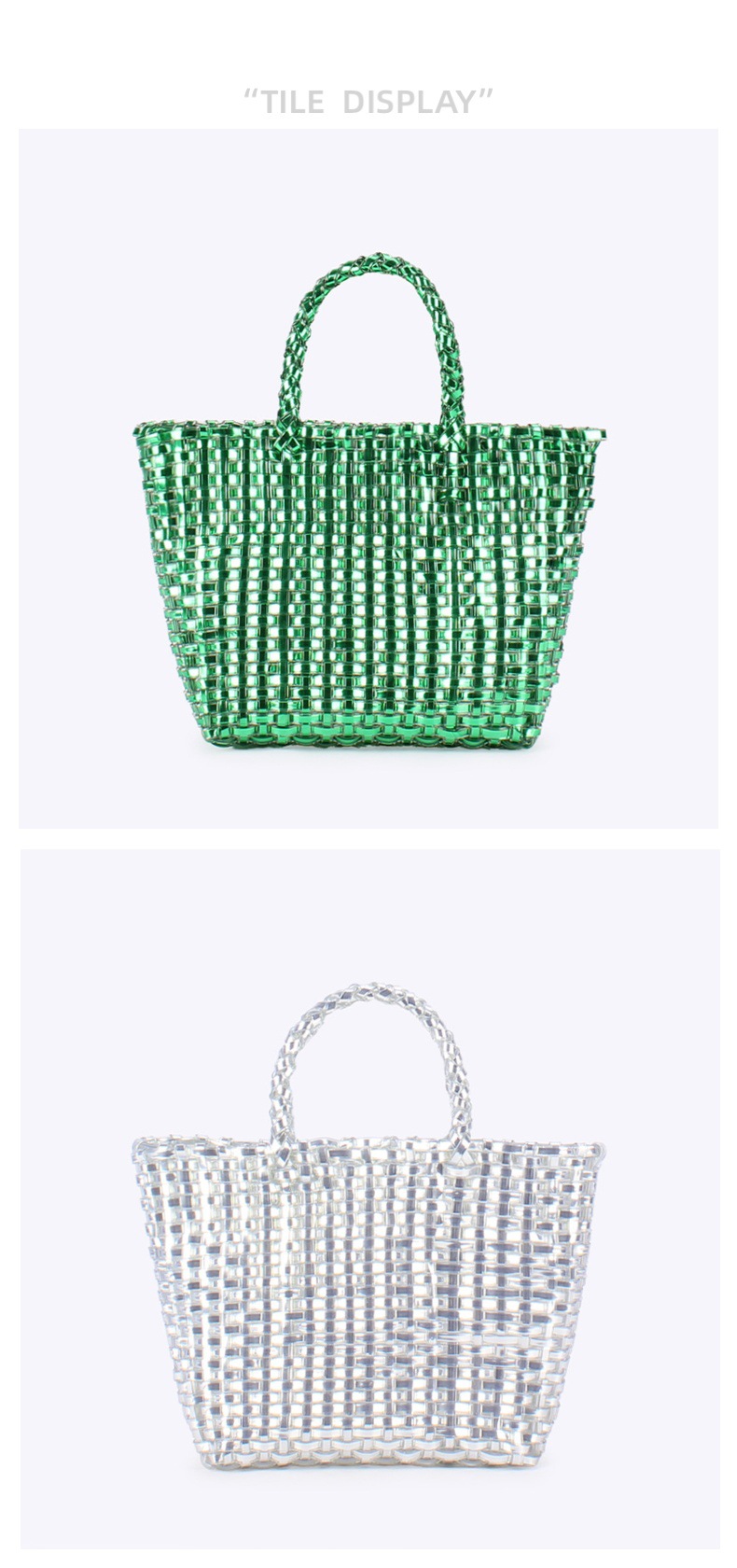 Women's Small PVC Solid Color Elegant Streetwear Weave Square Open Straw bag CAMERA display picture 1