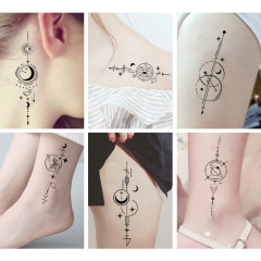 小清新紋身貼持久幾何圖形黑色一次性紋身貼紙耳後手臂鎖骨貼批發