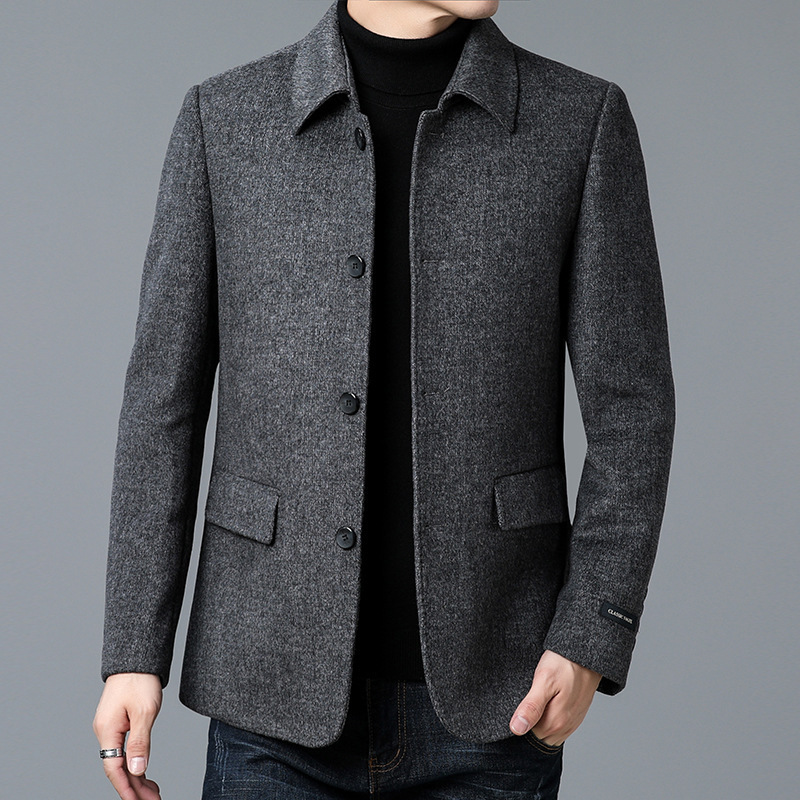 Fashionable Men's Cashmere Coat Autumn and Winter Casual Lapel Men's Wool Jacket Non-Iron Double-Sided Woolen Coat for Men