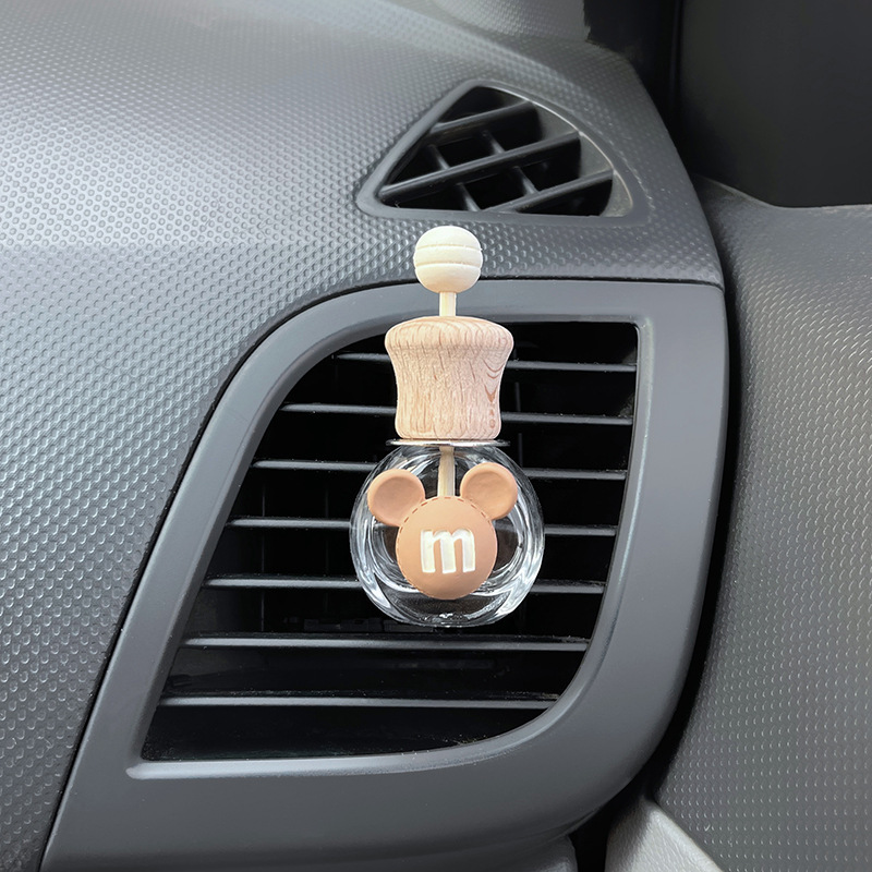 Botella de salida de aire de aromaterapia de coche, botella vacía de perfume, botella volátil, decoración de aire acondicionado, letra de coche de dibujos animados lindo blanco