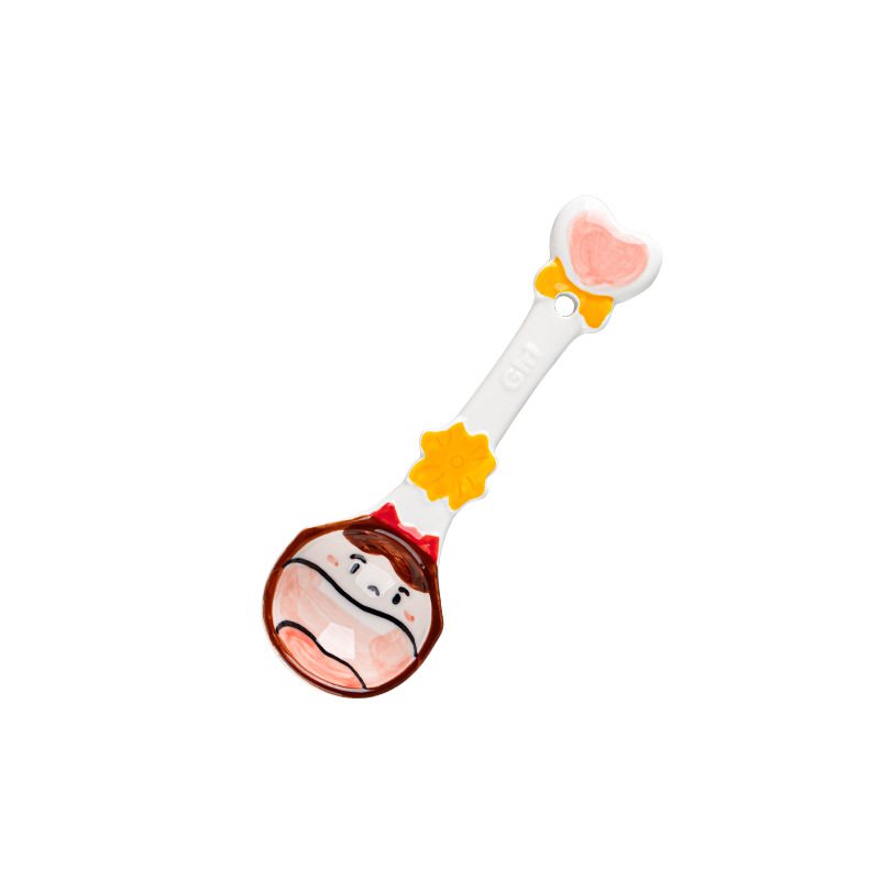 Cucharas de cerámica de cuatro cucharas esmaltadas de color especiales para niños con forma encantadora cucharas de cerámica de cuatro cucharas