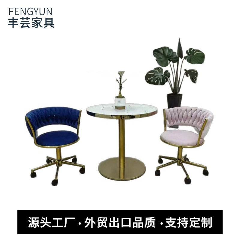 Hot Selling Luxury Velvet Chair and Table Set for Hotel Cafes, New Light Luxury Table and Chair Set