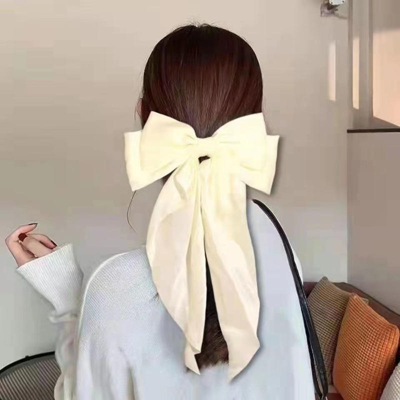 国境を越えた売れ筋ヘアアクセサリーサテンリボンヘアピン大きなリボンロングリボンスプリングクリップヘアピン女性用|undefined