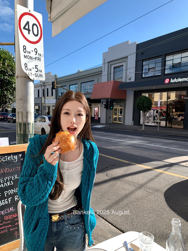 板栗可可'里斯本早秋'慵懒风毛衣开衫外套女连帽早秋麻花针织上衣|undefined