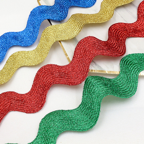 10 yards per card S-shaped polyester wavy edge ribbon 2.5cm gold and silver lace clothing shoes and hats decorative accessories