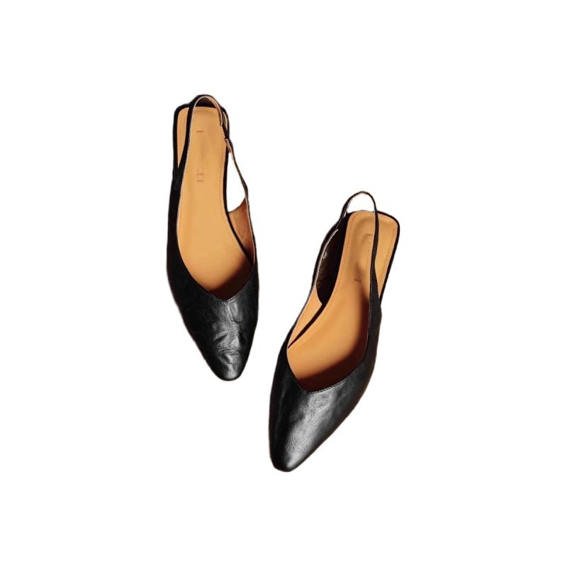 Temperamento francés punta de boca superficial plana sandalias de cuero suave para las mujeres de verano para usar zapatos de vacío único versátiles nuevas sandalias de moda