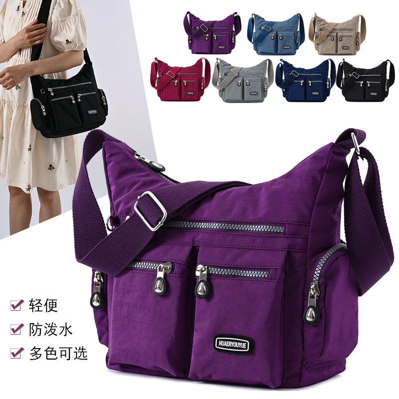 Autumn 2024 New Cross-border Fashion Nylon Cloth Bag Women's Shoulder Bag Nylon Cloth Crossbody Bag Multi-pocket Tote Bag