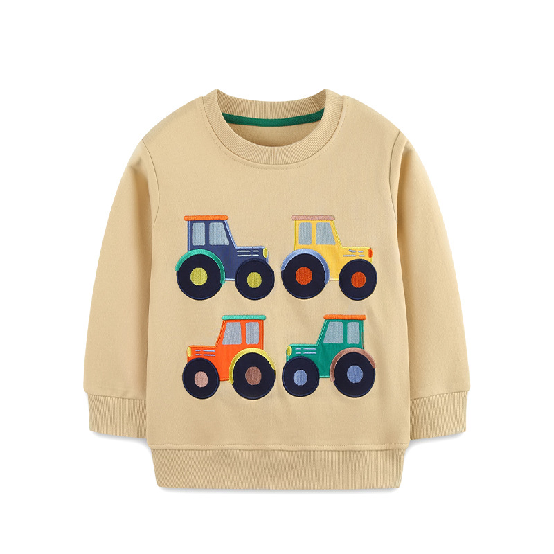 26 nuevos productos de otoño, sudaderas para niños, sudaderas de estilo europeo y americano con bordado de dibujos animados, sudaderas para niños de algodón tejido con cuello redondo.