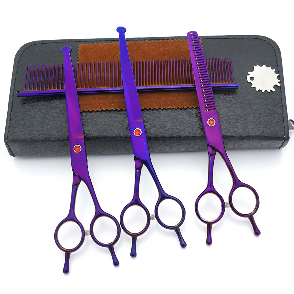 Ventas directas de fábrica para mascotas de acero inoxidable de 7 pulgadas tijeras de aseo para mascotas tijeras de corte de pelo para perros tijeras finas de espina de pescado