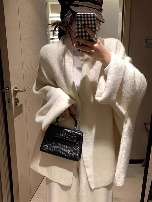 欧洲站跨境高级感穿搭针织套装女秋冬装宽松慵懒阔腿裤毛衣两件套|undefined