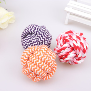 Cross-Border Amazon Pet Toy Cotton Rope Woven Ball Cat and Dog Chewing Toy 6cm Teething Resistant Cotton Rope Ball