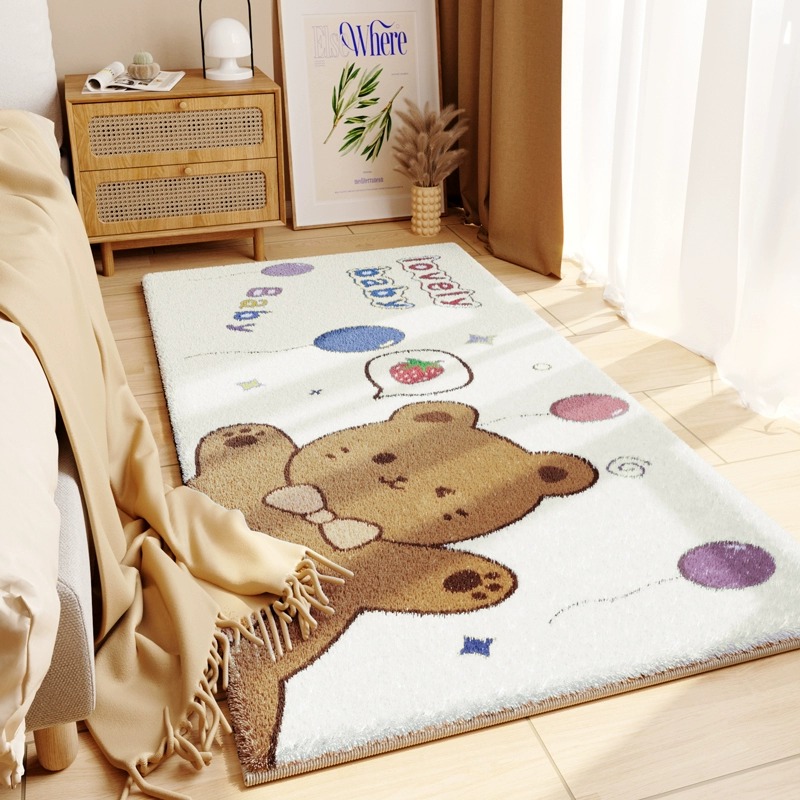 귀여운 아기 곰 플라스틱 바닥 lambswool 매트