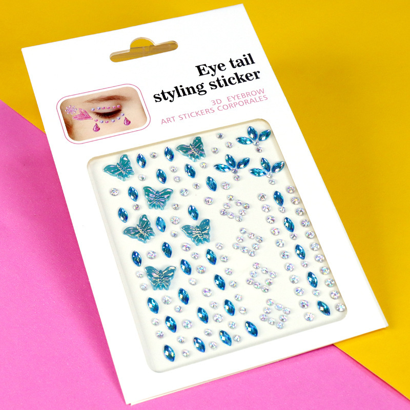 Pegatinas de Pedrería para Maquillaje Facial y Ojos de Resina Autoadhesivo Brillante para Maquillaje Facial y Ojos