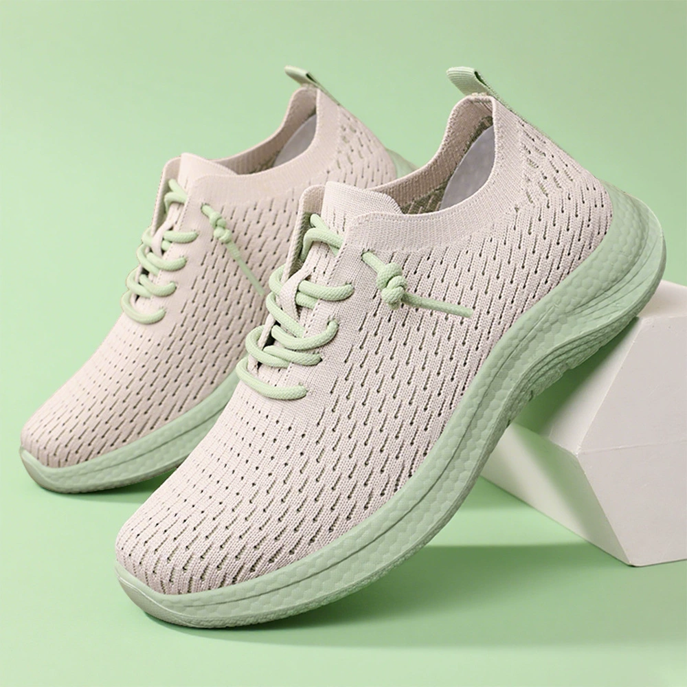 Женские кроссовки, новые осенние дышащие повседневные туфли, мягкие кроссовки на шнуровке из трикотажной ткани для пар, дропшиппинг