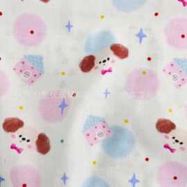 全棉数码印花纱布卡通条纹花棉布40支双层纱面料春秋居家服装面料