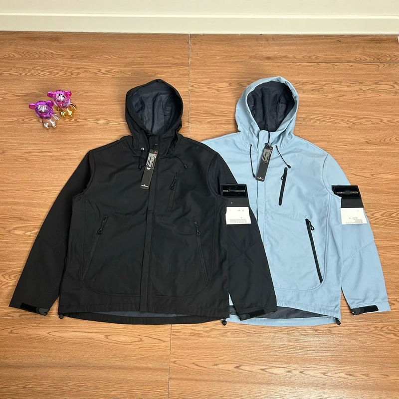 Cross-border high-quality stone badge compass cross soft shell functional zipper jacket outdoor casual coat
