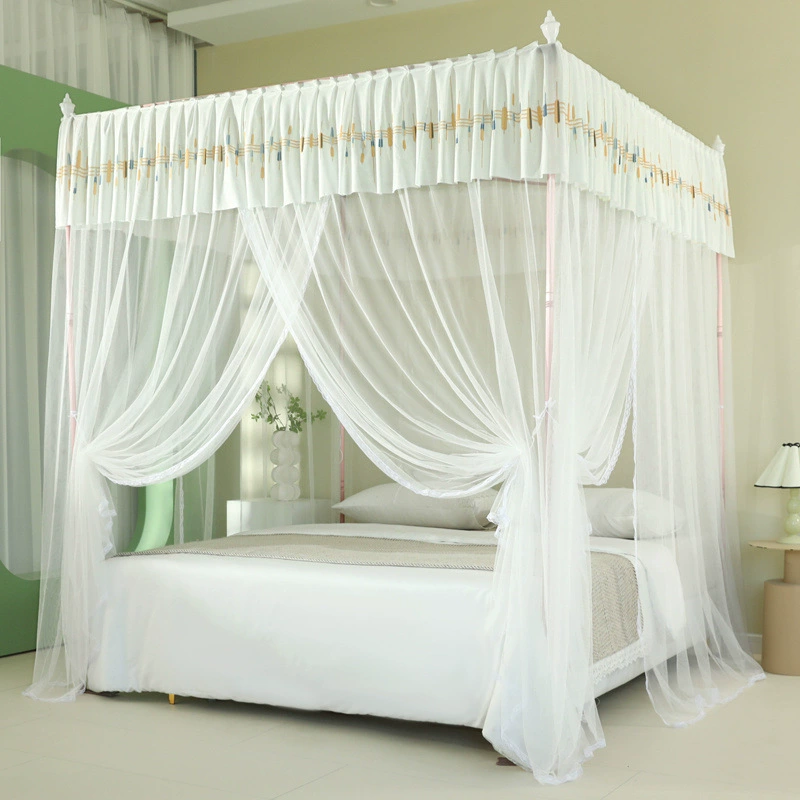 Трехдверная напольная москитная сетка для дворца, зашифрованная двойная пылезащитная москитная сетка принцессы, кронштейн, полный комплект кронштейнов из алюминиевого сплава