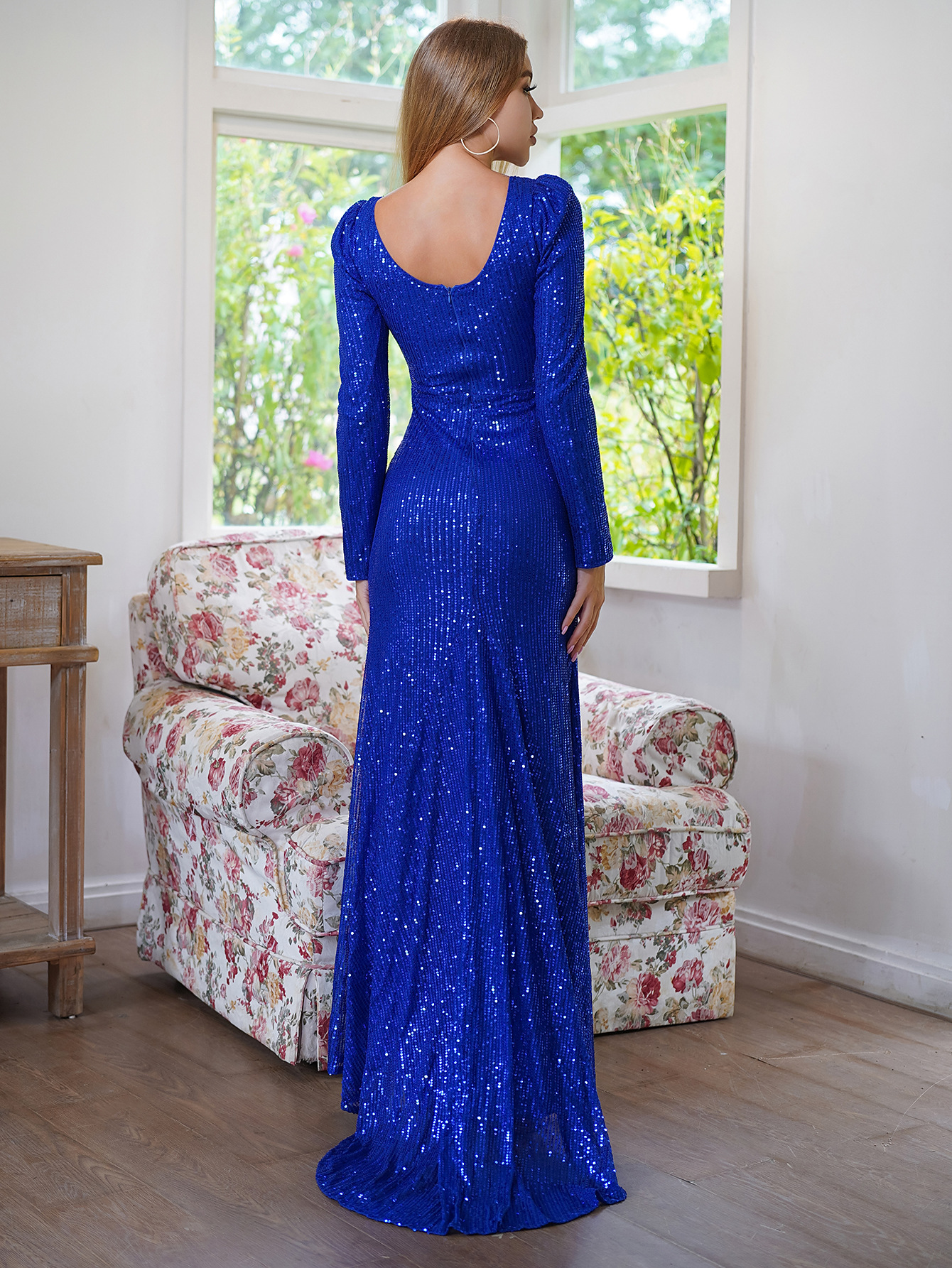 Ropa de mujer europea y americana transfronteriza nuevo vestido otoño elegante banquete vestido de banquete adelgazar vestido Delgado