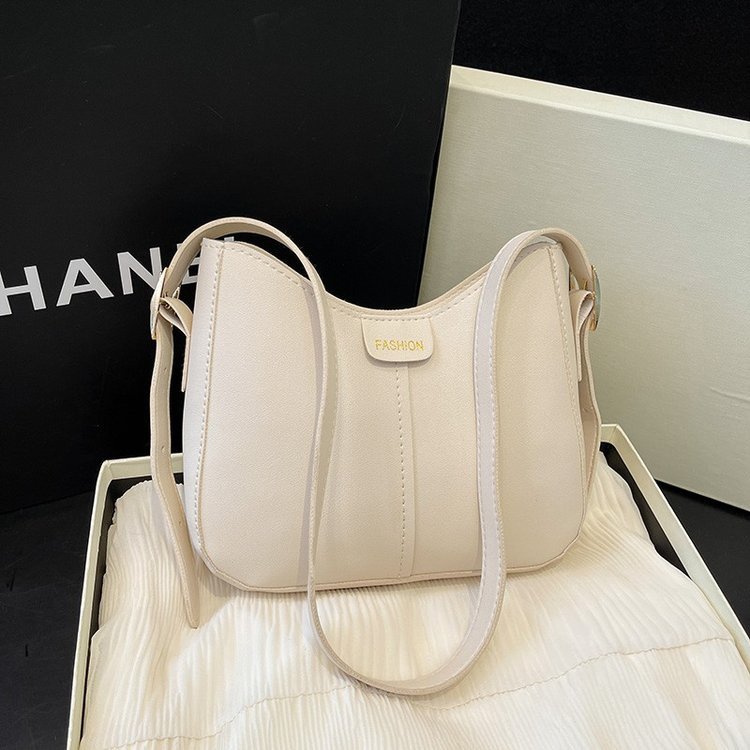 Elegant Women's Shoulder Bag Solid Colour Textured Handbag_voghion.com