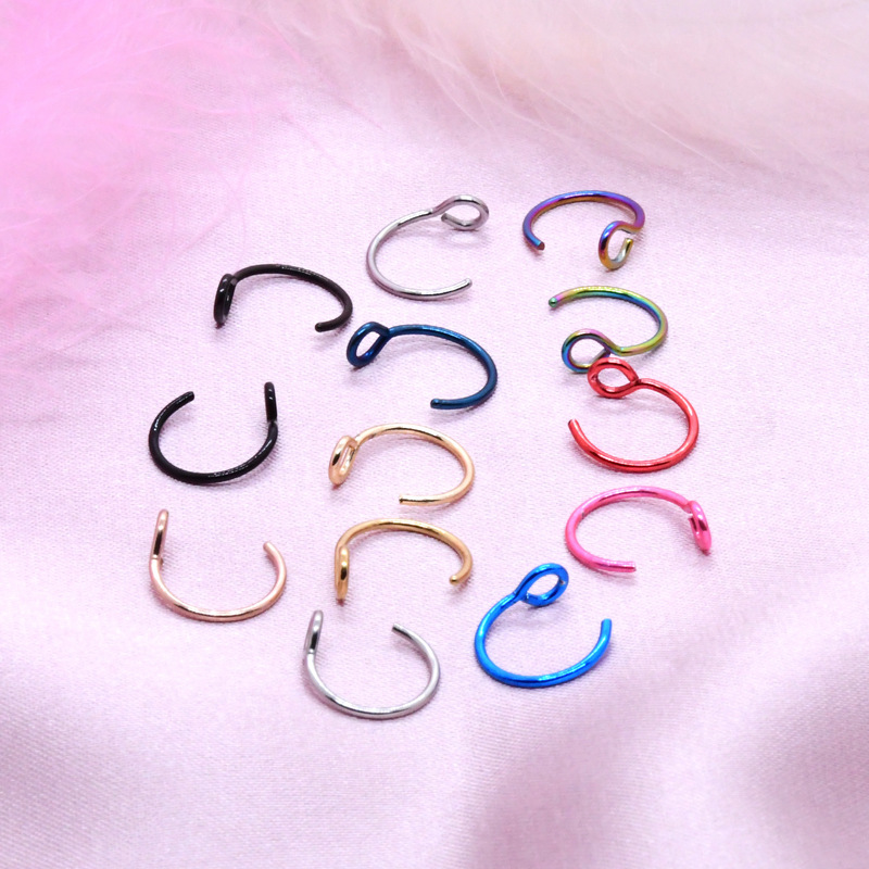 Wholesale Stainless Steel European and American C-Shaped Fake Nose Ring Body Piercing Jewelry Vacuum Electroplating Nose Nail Tattoo Stylish