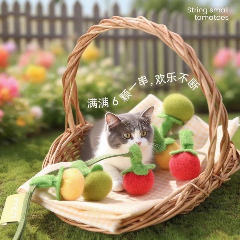 Cat Toy Tomato Skewer Teaser Stick, Bite-Resistant Persimmon Skewer Cat Toy, Self-Entertainment Boredom-Relief Gadget with Bell, Cat Teaser Stick Cat Toy Tomato Skewer Teaser Stick, Bite-Resistant Persimmon Skewer Cat Toy, Self-Entertainment Boredom-Relief Gadget with Bell, Cat Teaser Stick