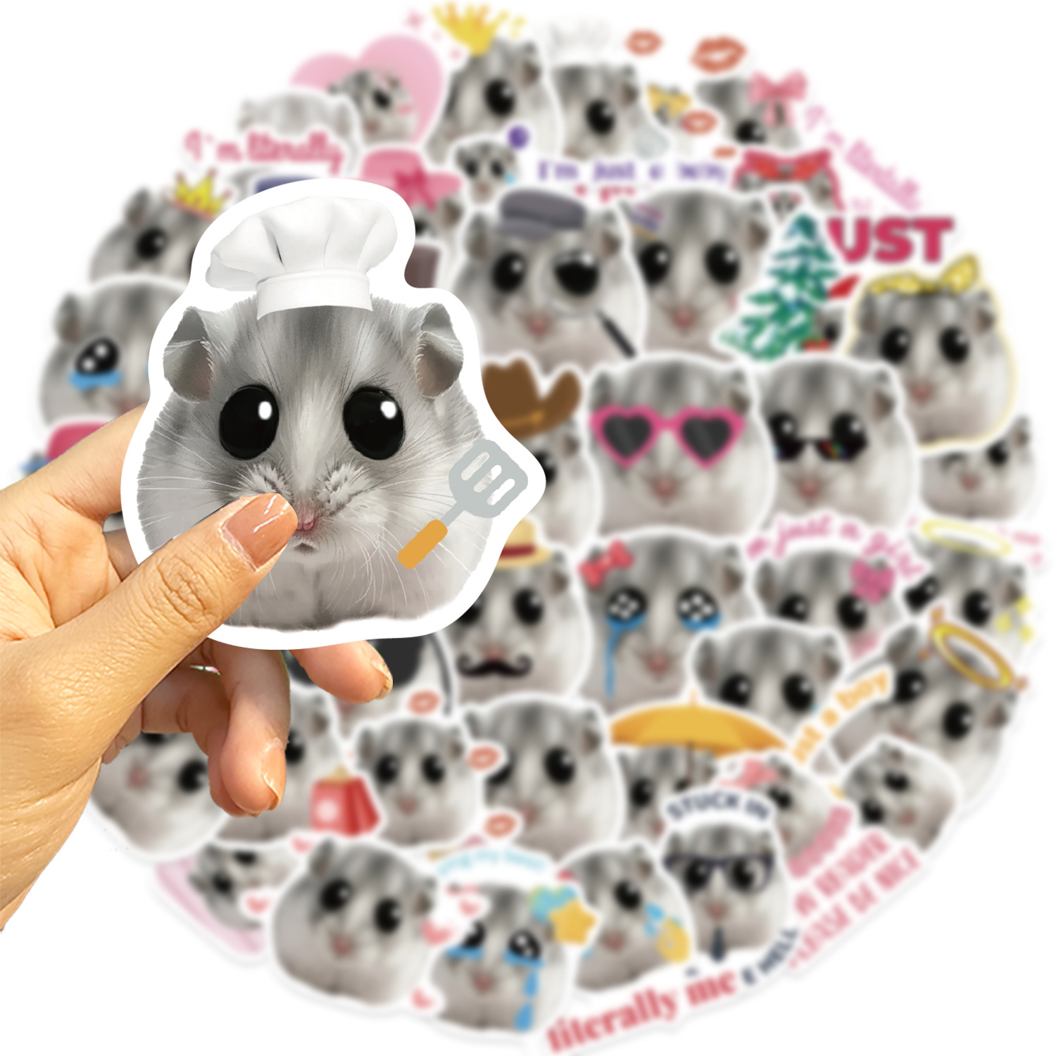 22g Weight Stickers Stationery Type 1 Set Quantity Learning Occasion PVC self-adhesive Material Hamster Pattern Cute Style 1 Set Hamster Learning PVC Self-adhesive Cute Stickers 6