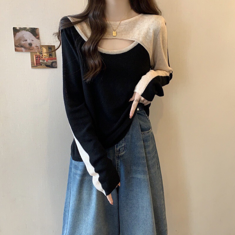 大码高级感内搭外穿针织毛衣打底衫女秋冬季胖mm显瘦洋气长袖上衣|undefined