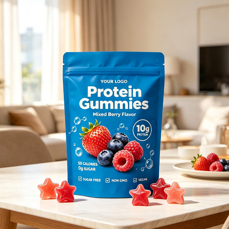 GMP factory foreign trade dietary gummy candy processing, sugar-free whey protein gummy candy OEM customization, vegan formula