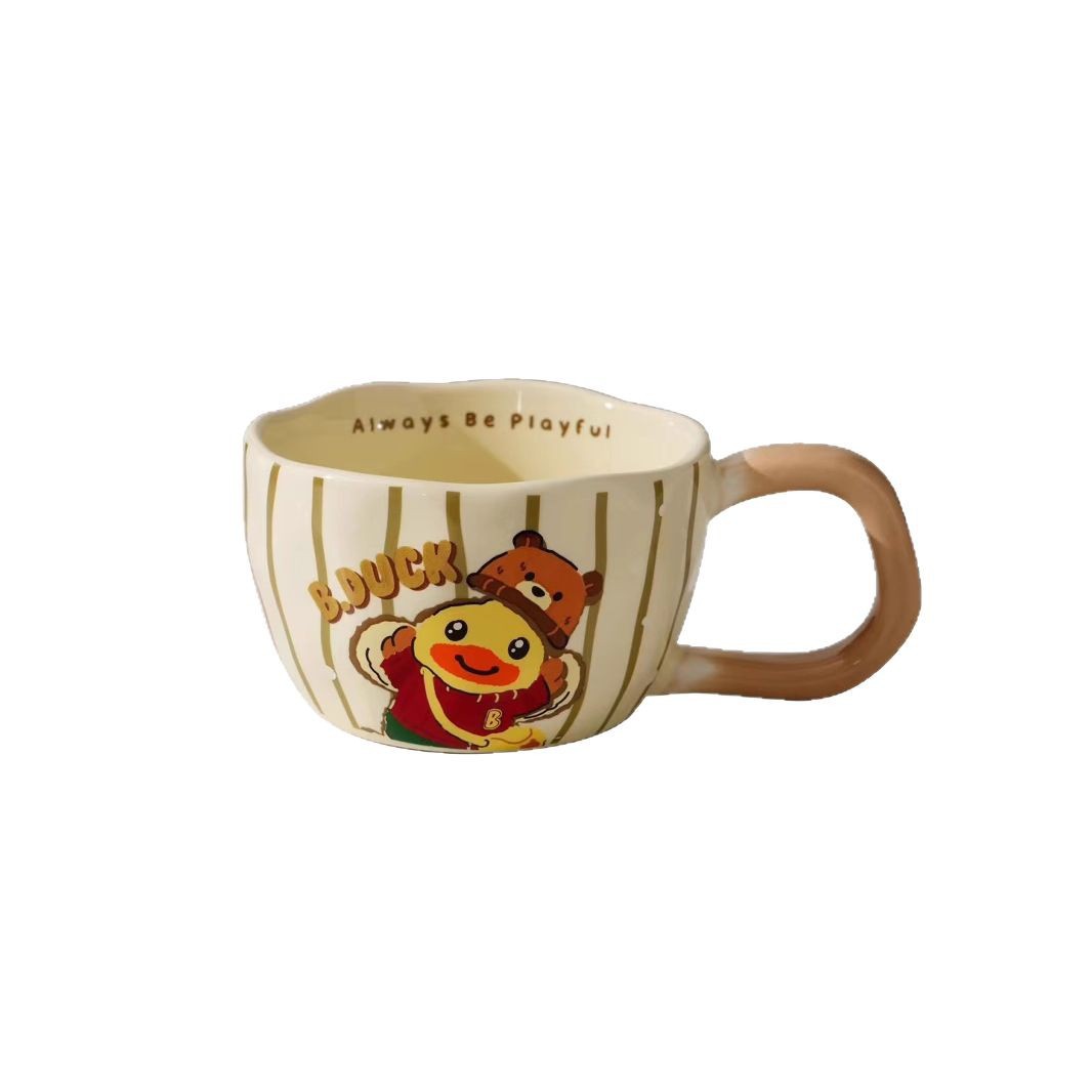 Auténtica licencia B. Duck pequeño pato amarillo de dibujos animados taza de marca personalidad acompañante regalo taza de desayuno encantadora taza de agua para niños
