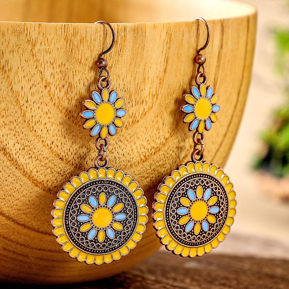 14g Weight Alloy Ear Needle Material Drop Earrings Classification 1 Pair Quantity Daily, Street Occasion Zinc alloy Material Geometric Pattern All Seasons Season Women's Gender Polished Finish Retro Style 1 Pair Retro Geometric Zinc Alloy Drop Earrings 5