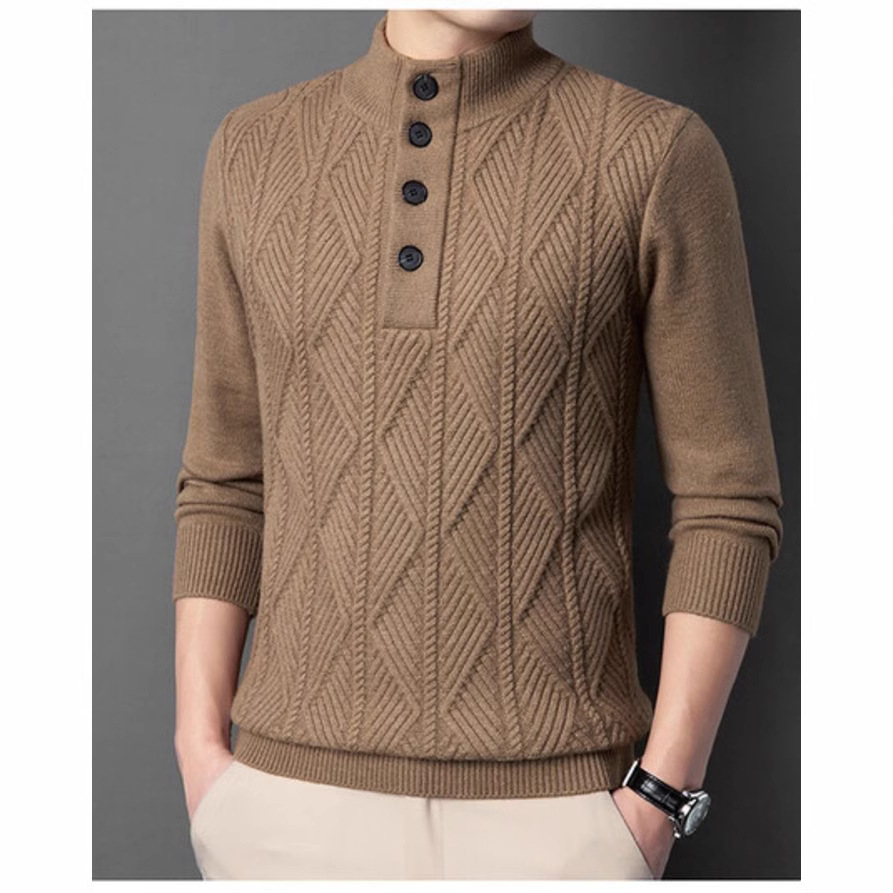 Camisa de punto transfronteriza suéter de hombre otoño y invierno nuevo estilo de hombre calentamiento camisa jacquard moda de comercio exterior chaqueta de hombre