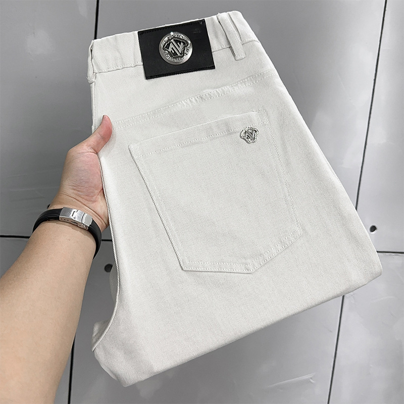 2025 Spring and Summer New Style Light Yellow Classy Jeans Men's Summer Loose and Versatile Trendy Casual Pants