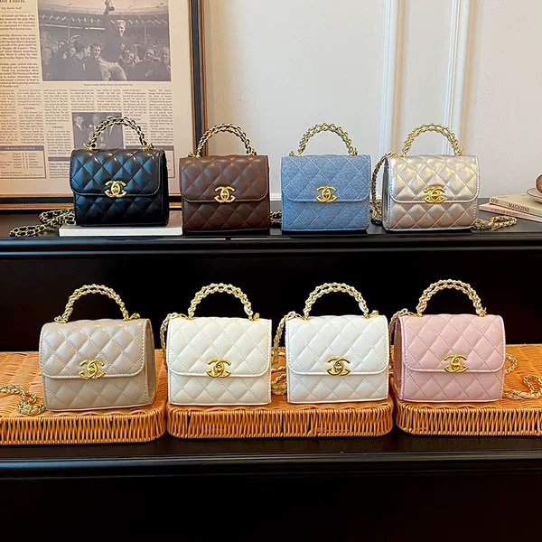 Cross-border Chanel-style children's handbag for girls, versatile shoulder bag, mini quilted parent-child chain crossbody bag