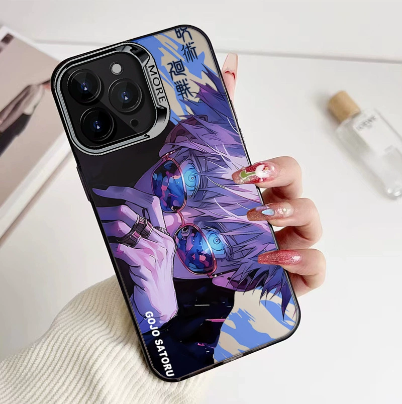 Горячая продажа, чехол для Apple iPhone 16/15, электропокрытие, серебристый корпус, 13PM аниме, 12, противоударный
