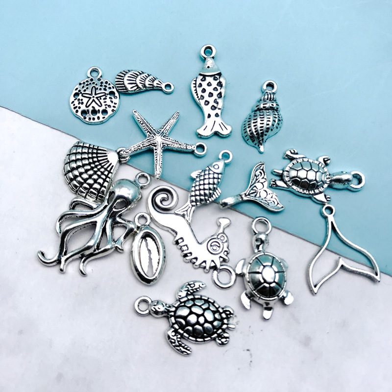 1g Weight Pendant Jewelry Making Type DIY Jewelry Accessories Classification 1 Piece Quantity Alloy Material Tortoise, Animal, Starfish, Ocean, Hippocampus, Shell Pattern Plating Design Cartoon Style, Retro Style 1 Piece Alloy Tortoise Animal Starfish Pendant DIY Jewelry Accessories 4