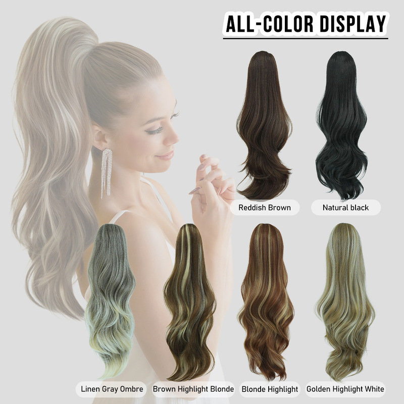 European and American Drawstring Ponytail 28inch Extra Long Wavy Elastic Mesh Fashionable Synthetic Fiber Ponytail Hair Extension Accessories