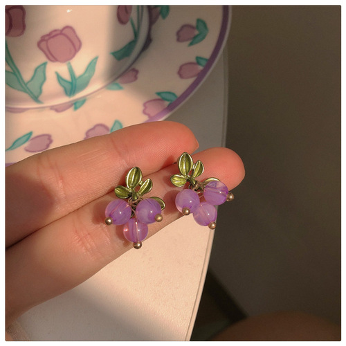 Korean love zircon earrings niche earrings women's pearl flower earrings fashionable long tassel earrings