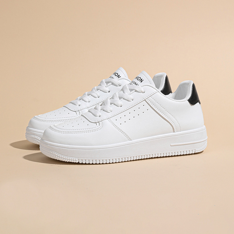 Zapatos de mujer de otoño 2024 nuevos zapatos blancos transpirables, zapatos deportivos coreanos de suela gruesa, zapatos de skate casuales, zapatos de moda image 4