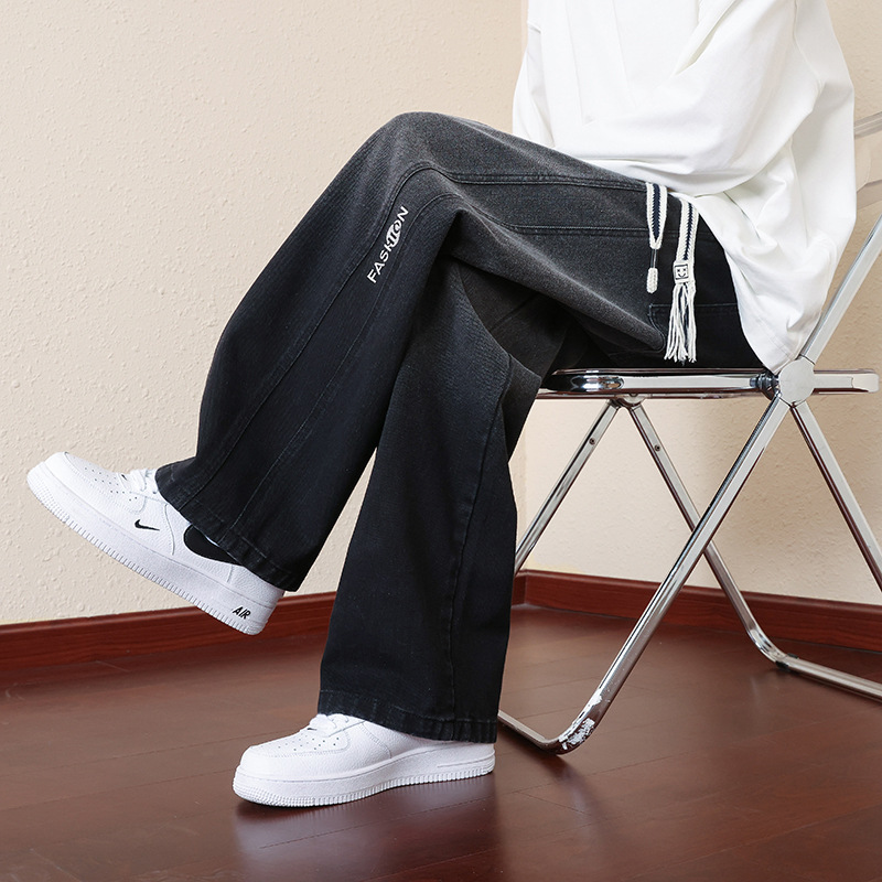 NASA tallas grandes jeans hombres primavera y otoño americano recto flojo de los hombres ocasionales moda grasa lavado Pantalones