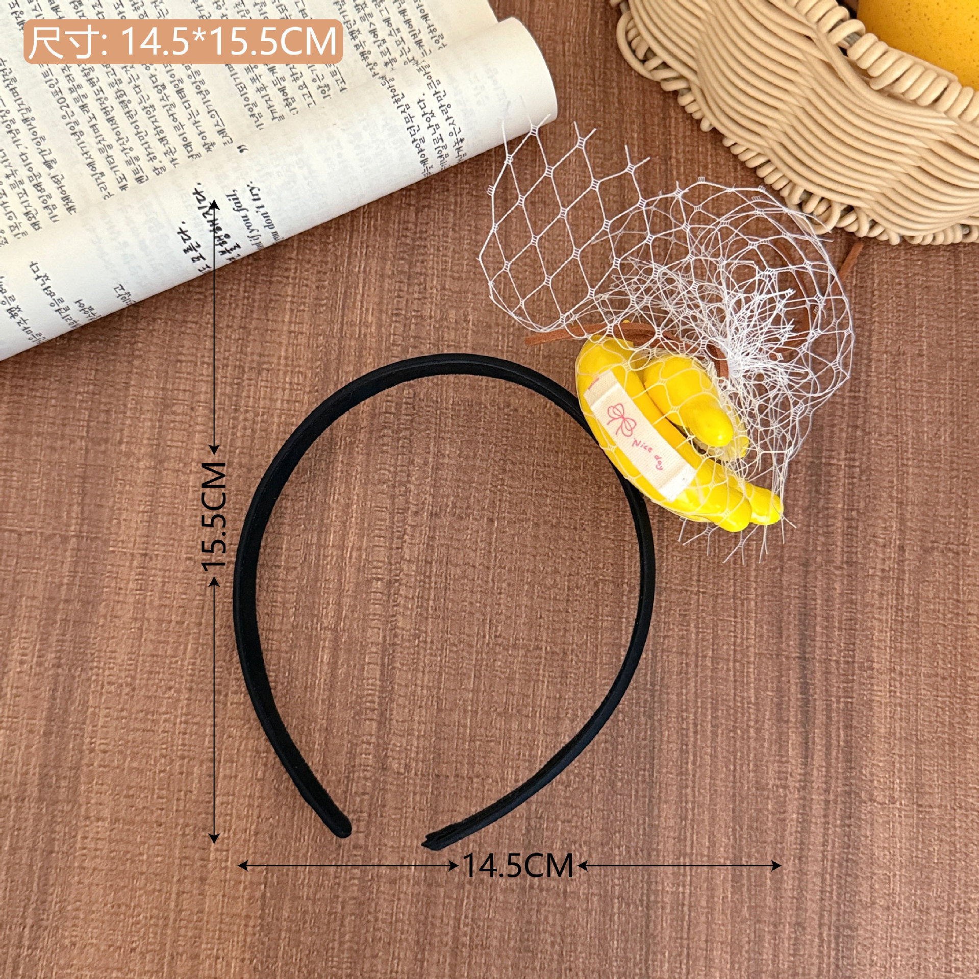 Cute tocado de bola pequeña banda de pelo animación imagen decoración de bola de pelo banda de pelo fotógrafo universal tarjeta de pelo bola