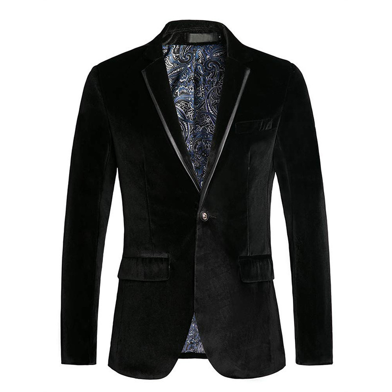 Cross-Border Foreign Trade European and American Men's Velvet Blazer Men's Slim-Fit Solid Color Suit Jacket Sports Jacket Wholesale