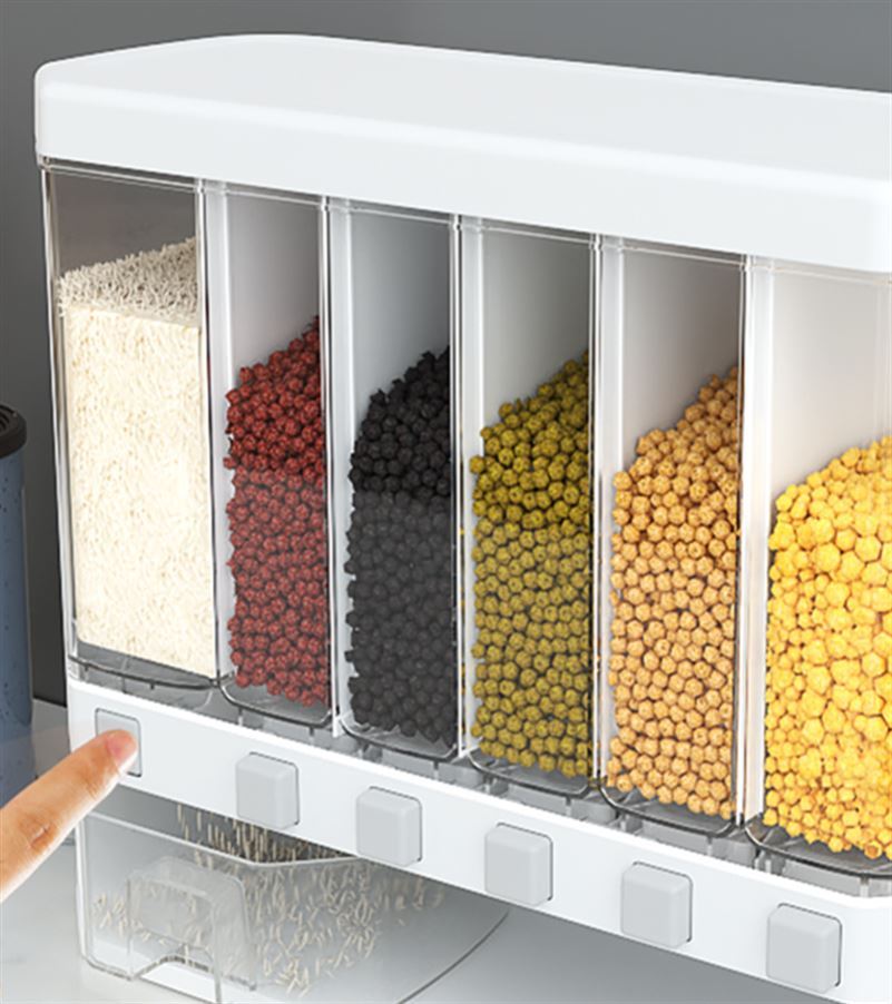 Rice Dispenser, Large Grain Container Storage Lid Measuring