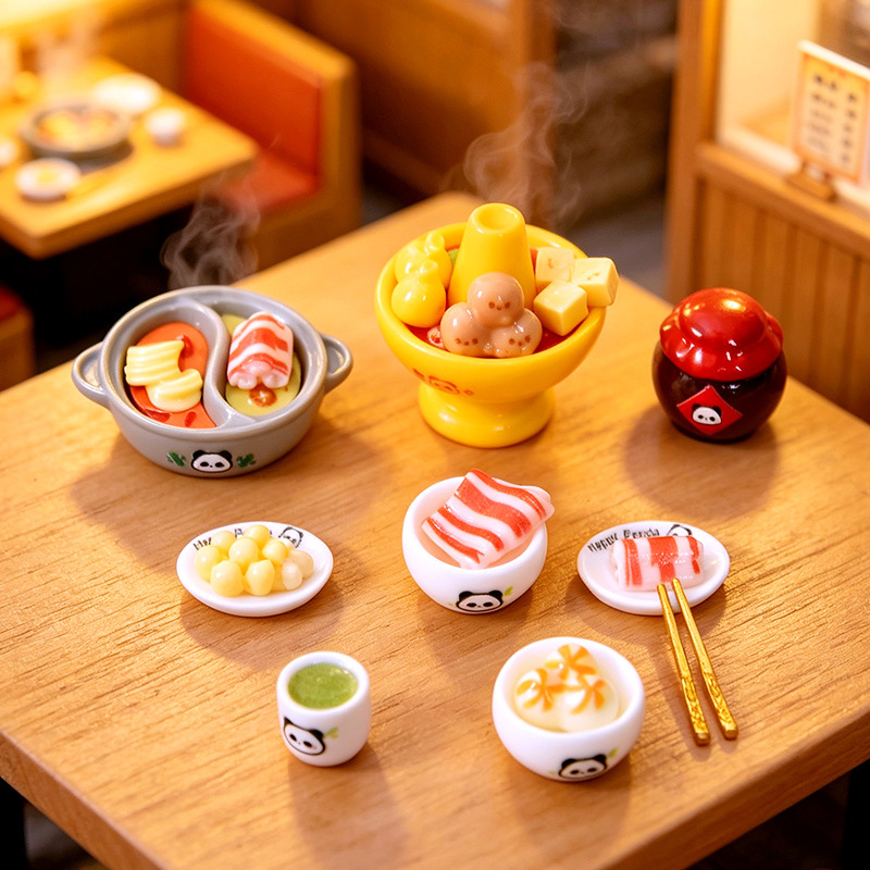 Original new product: Panda hot pot set, resin simulation food toy, dollhouse restaurant decoration, resin craft ornament Original new product: Panda hot pot set, resin simulation food toy, dollhouse restaurant decoration, resin craft ornament