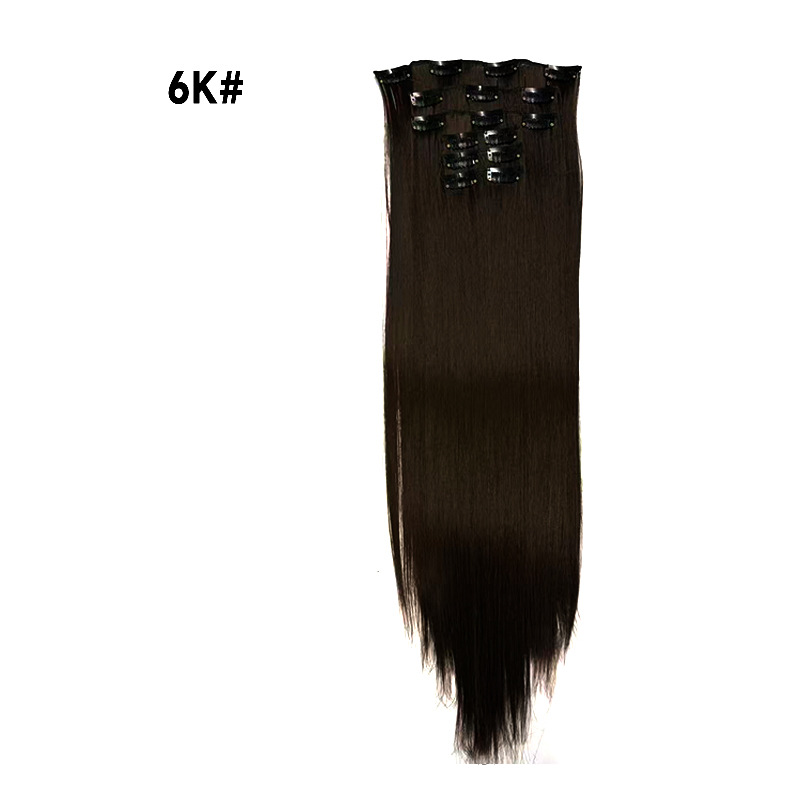 Europa y los Estados Unidos sin rastro extensión de cabello de 24 pulgadas de cabello recto de 6 piezas de cabello de alta temperatura extranjera