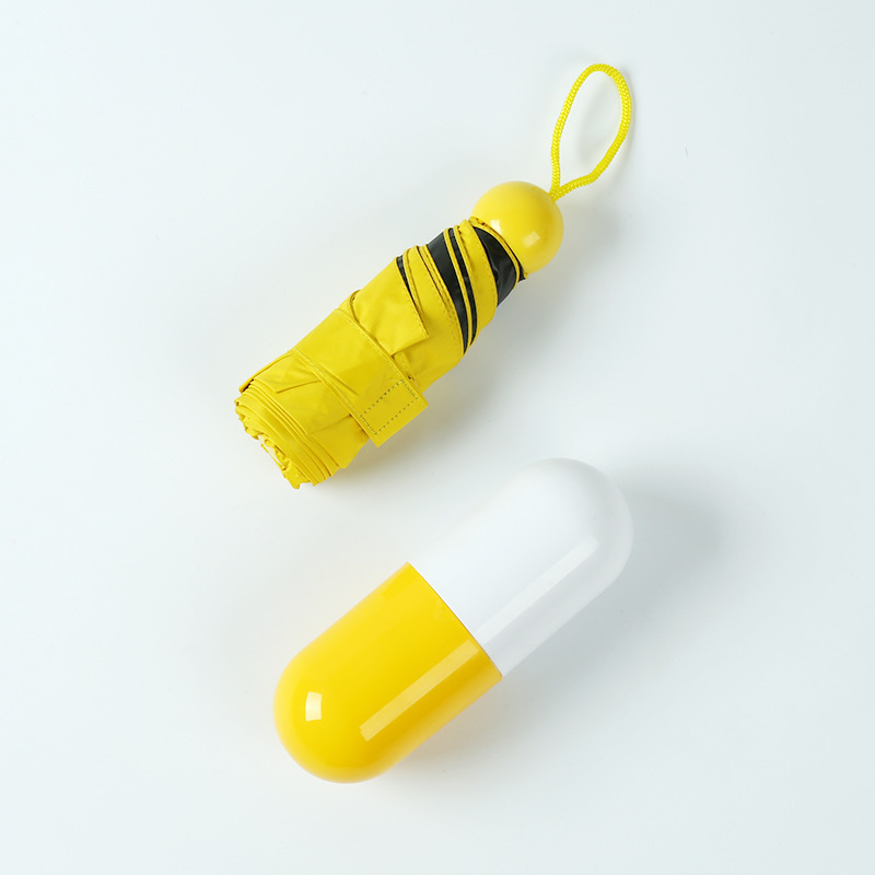 Paraguas de bolsillo plegable mini de cinco pliegues, paraguas publicitario manual tipo cápsula con impresión, paraguas portátil para dropshipping