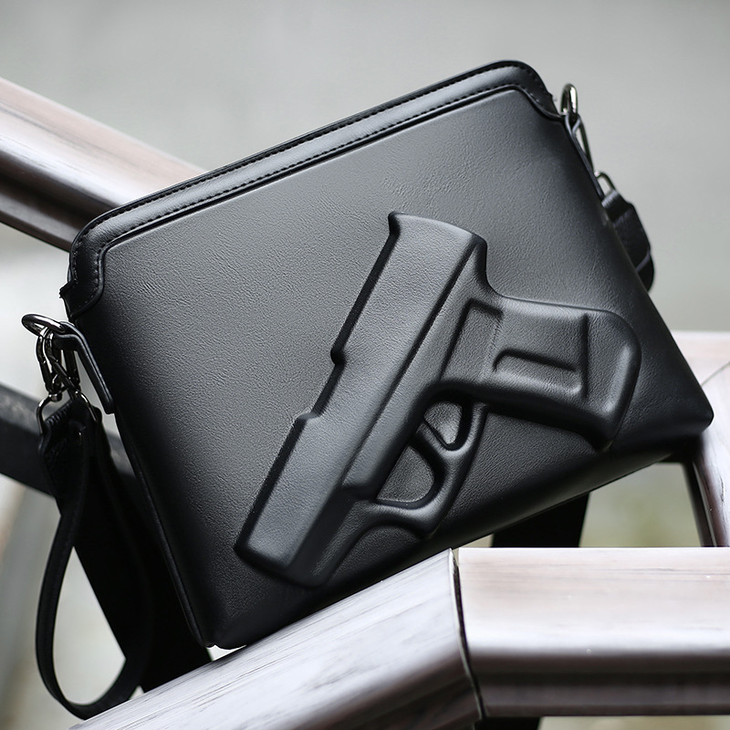 Cross-Border New Style Embossed Pistol Bag, Dark Punk Shoulder Bag, Handbag, Men's Versatile Envelope Commuter Crossbody Bag Cross-Border New Style Embossed Pistol Bag, Dark Punk Shoulder Bag, Handbag, Men's Versatile Envelope Commuter Crossbody Bag