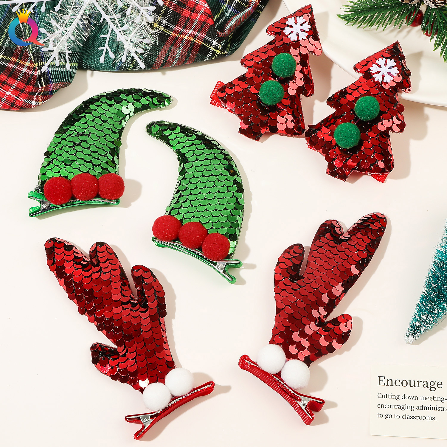 Cadeau de Noël Épingle à cheveux de Noël Déguisement de vacances Pince à bec de canard Pince à cheveux Pince à frange latérale Accessoires pour cheveux en gros_voghion.com