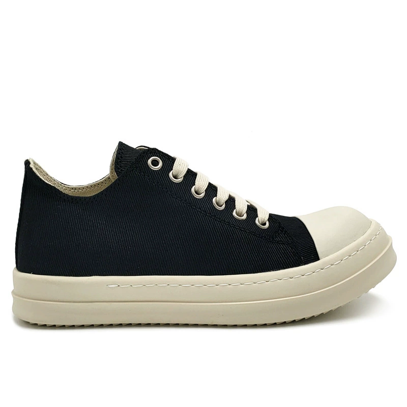 Unisex black canvas low-top platform sneakers detail 7
