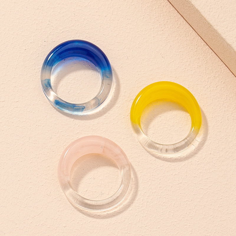 Koreanische einfache Farbe Acryl Ring Setpicture6