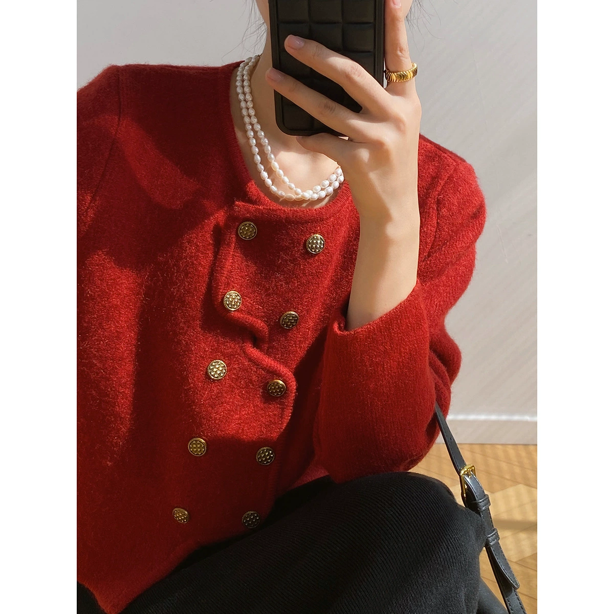 Твидовый кардиган-свитер для женщин 2025 весна, осень и зима новый стиль французский свободный утягивающий короткий вязаный верх